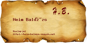 Heim Balázs névjegykártya